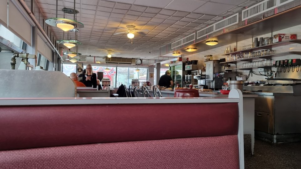 Casual dining room with booth seating