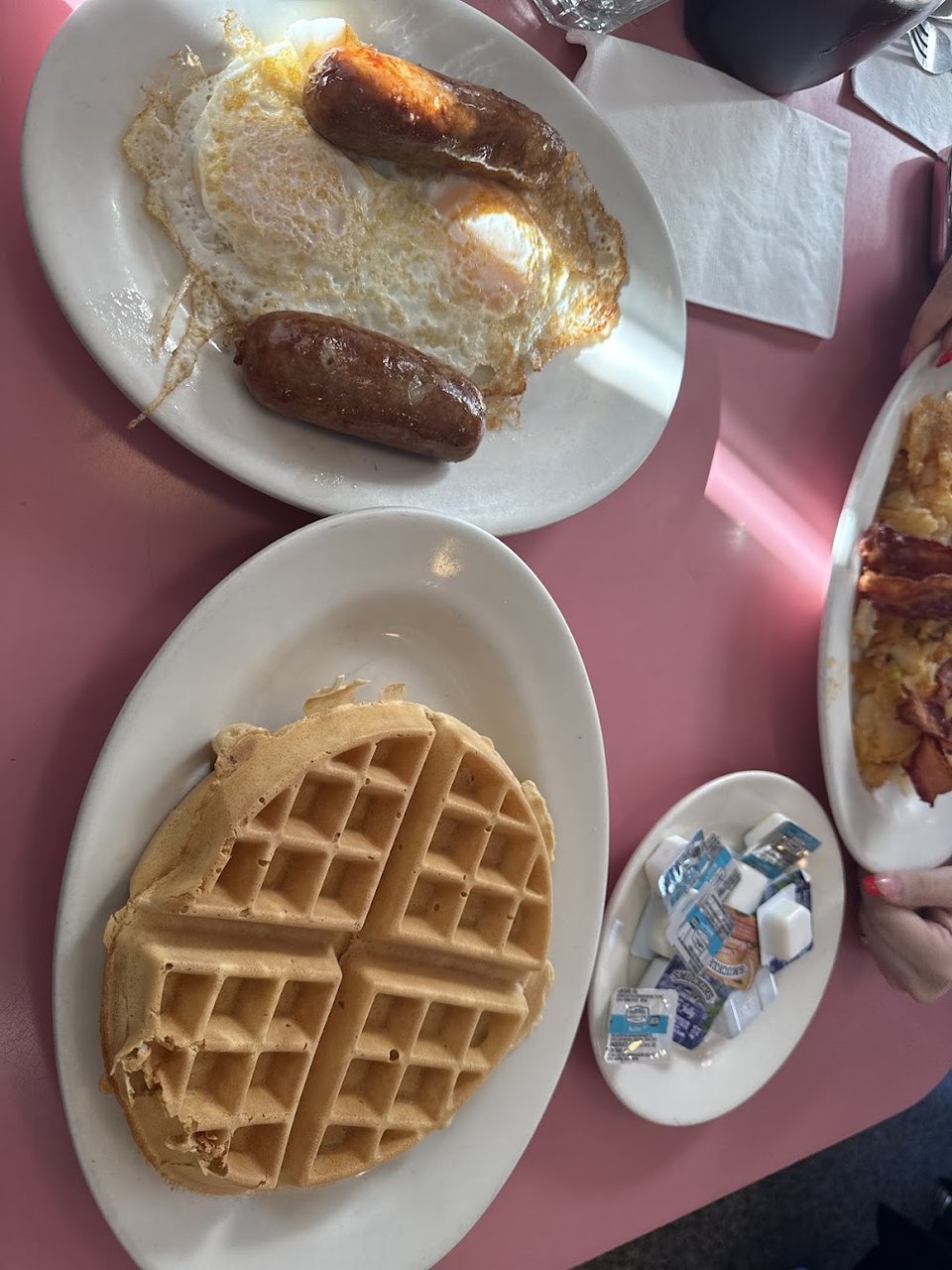 Waffle with Sausage and Eggs